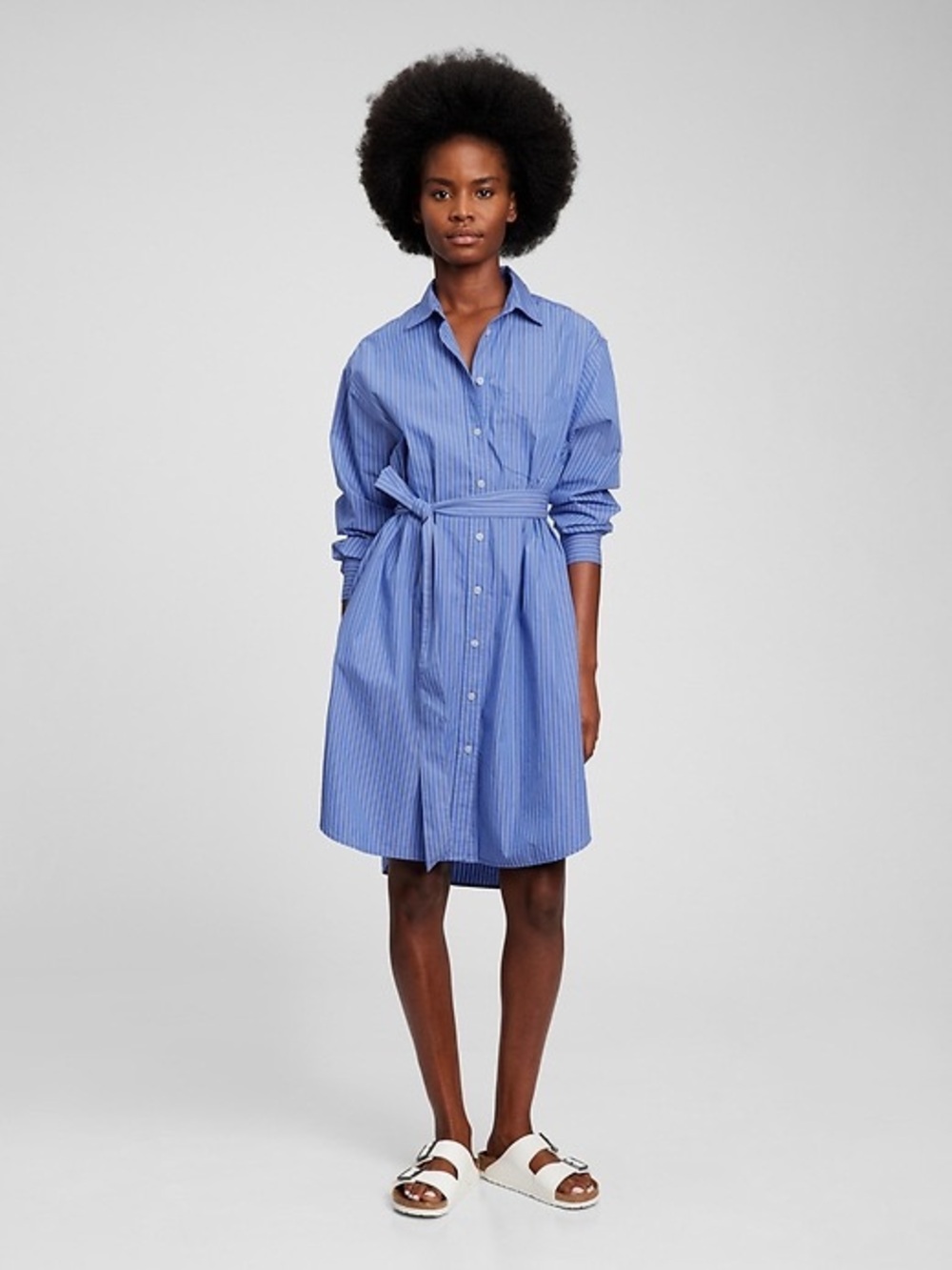 GAP Big Shirt Long Sleeve Blue Striped Dress Size Small